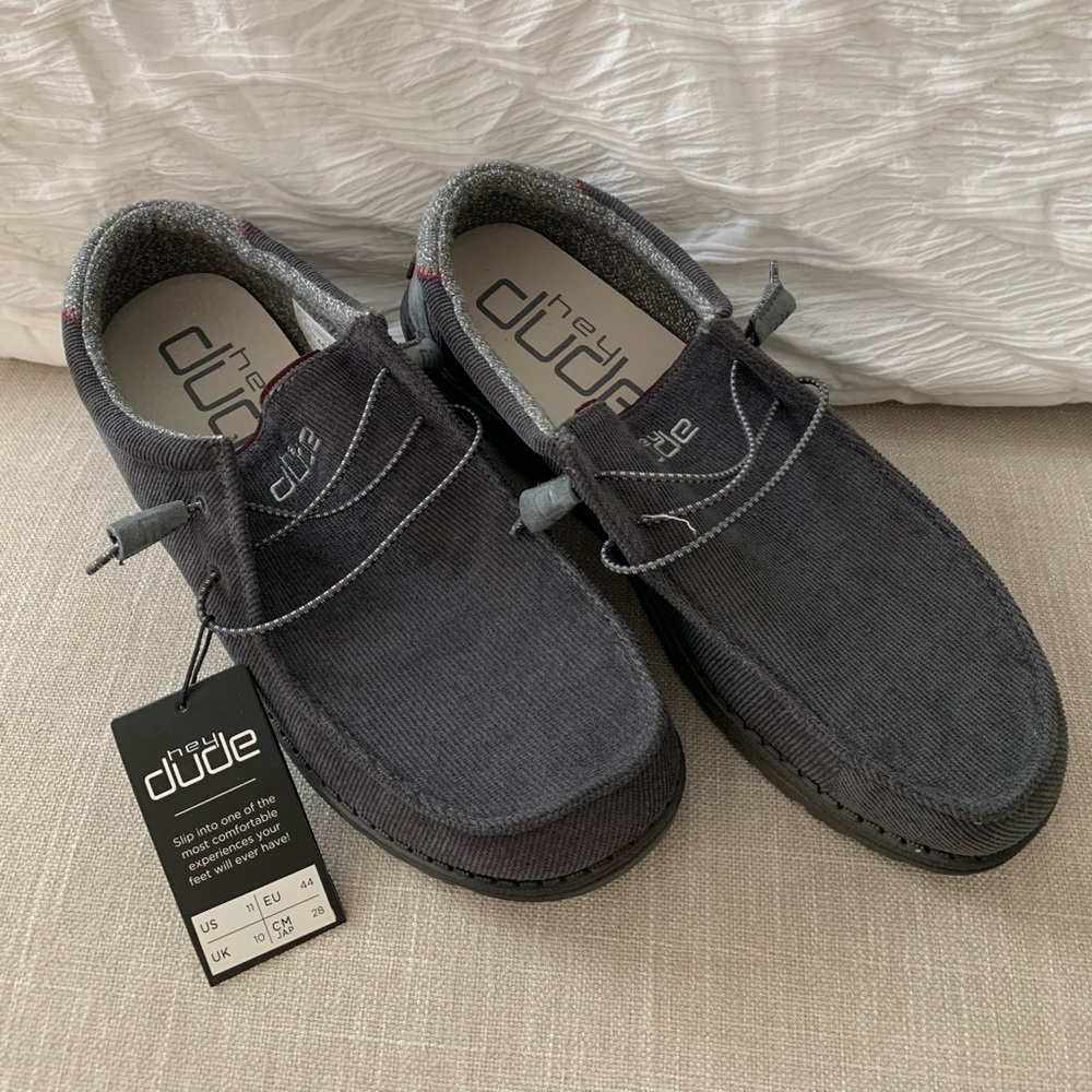 Hey Dude - Wally in Corduroy Shadow Grey - Men Size 11 - NWT New